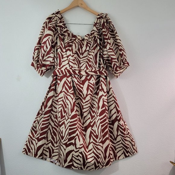 Eloquii Elements Womens Sz 22 Off The Shoulder Mini Dress Cotton Colorful Spring - Picture 9 of 12